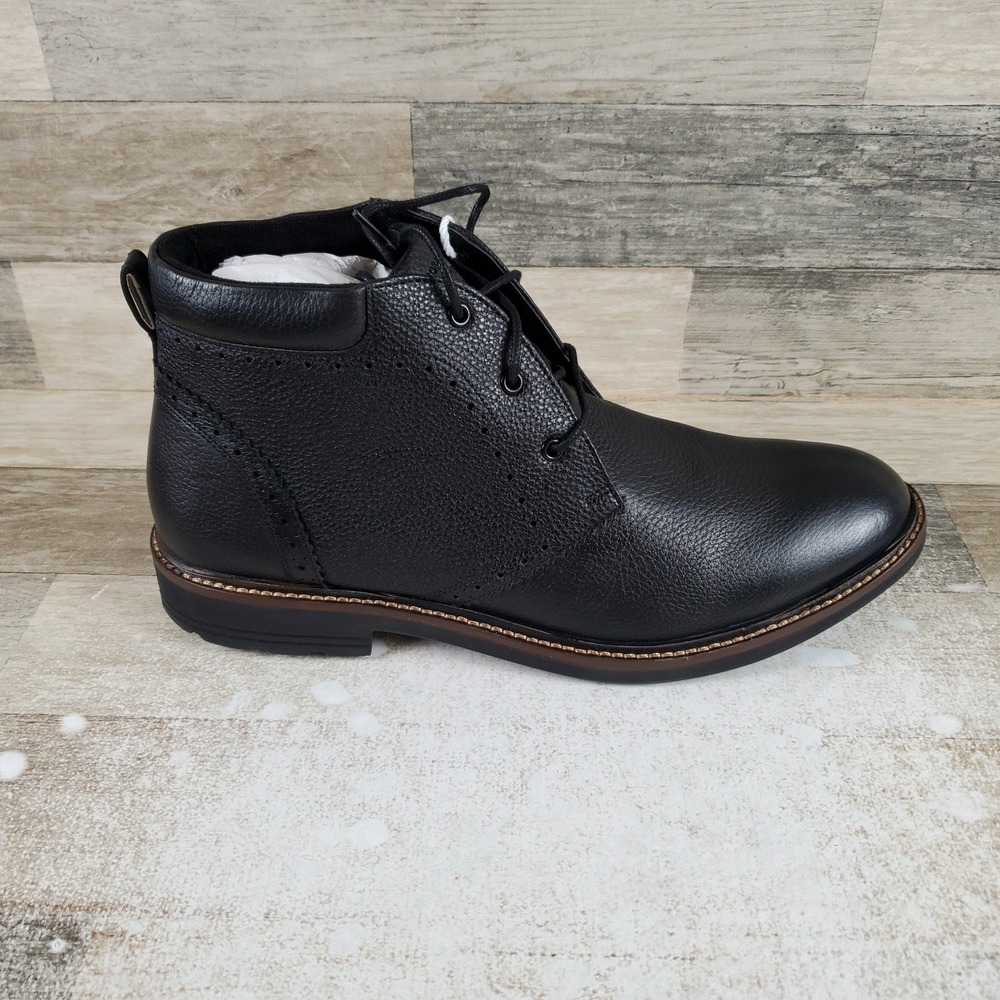 Nunn Bush Ozark II Men Chukka Boot Sz 12 Black Tumbled Leather Lace Up Plain Toe